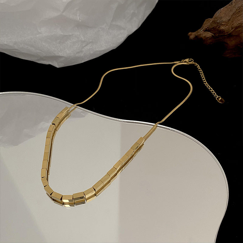 Wholesale Small Square Snake Bone Chain Titanium Steel Necklaces